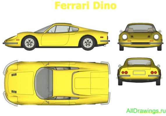 Ferraris Dino 246GT (1970) (Ferrari Dino 246GT (1970)) are drawings of the car